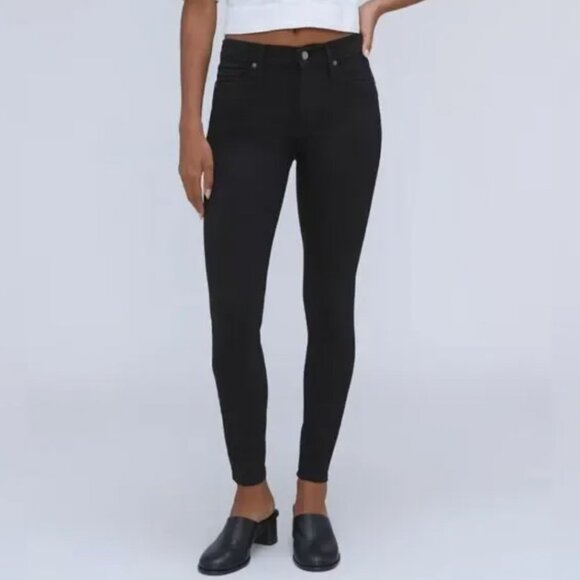 NWT Everlane The Mid Rise Skinny Stretch Jean Womens 28 Black - Picture 1 of 9